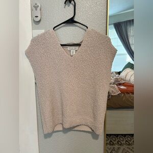 Rachel Zoe Cream Knit V-Neck Slouchy Sweater Sleeveless Top